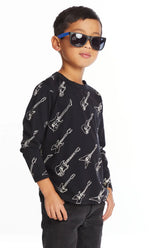 Chaser Kids Guitar Jam Long Sleeve Tee in True Black