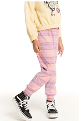 Chaser Kids Lelia Joggers in Cotton Candy Plaid