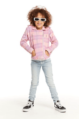 Chaser Kids Moto Jacket in Cotton Candy Plaid