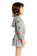 Chaser Kids Rainbow Hearts Hoodie in Heather Gray