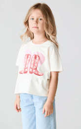 Chaser Kids These Boots Heart Tee in Starry White