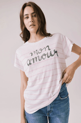 Chaser Mon Amour Stripe Tee in White