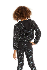 Chaser Neon Space Long Sleeve Pullover Hoodie in Licorice
