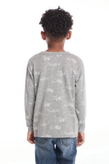 Chaser Planes Boys Long Sleeve in Streaky Gray