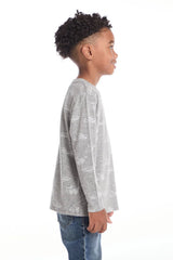 Chaser Planes Boys Long Sleeve in Streaky Gray