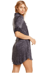 Chaser Roll Up Sleeve Button Down Dress