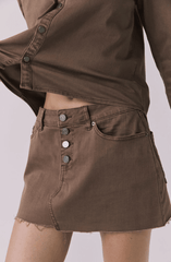 Chaser Sloane Mini Skirt in Cognac Wash