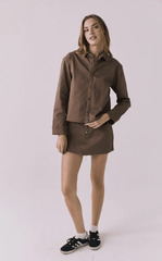 Chaser Sloane Mini Skirt in Cognac Wash