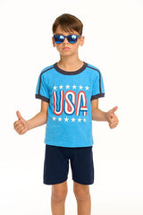Chaser USA Tee in Azure