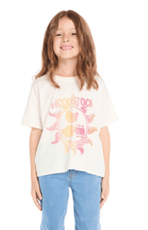 Chaser Woodstock Peace Love Music Poster Tee in Starry White