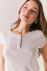 Chaser Yale Henley Tee in Heather Grey