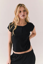 Chaser Yale Henley Tee in True Black