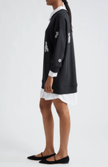 Cinq A Sept Crystal Chrysanthemum Justina Dress in Black