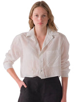 Cissa The Shorty Shirt in White Sheer Stripe
