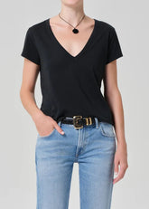 Citizen of Humanity Hara V Neck Tee in Washed Black
