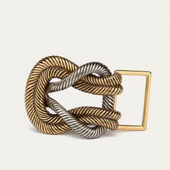 Claris Virot Silver Gold MIxed Knot Buckle