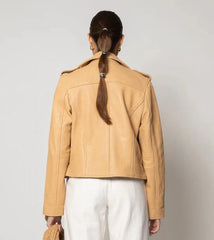 Cleobella Asher Leather Jacket in Tan