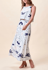 Cleobella Juliet Ankle Skirt in Liliana Blue Surf