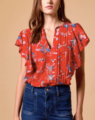 Cleobella Sheenie Blouse in Fiore Rosso Print