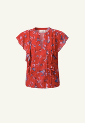 Cleobella Sheenie Blouse in Fiore Rosso Print