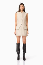 Curaae Malia Leather Mini Skirt in Clay