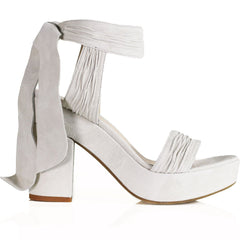 Dee Keller Leah Platform Tie Heel In Beige Suede