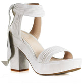 Dee Keller Leah Platform Tie Heel In Beige Suede