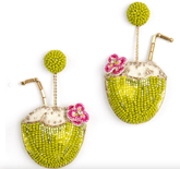 Deepa Gurnani Coconut Water Earrings in Green