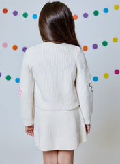 Design History Girl Cardigan in Tan Suede