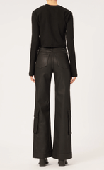 DL1961 Hepburn Wide Leg Cargo in Black Coated