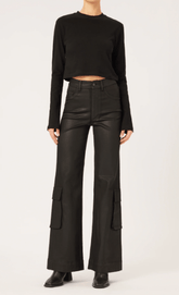 DL1961 Hepburn Wide Leg Cargo in Black Coated