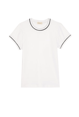 Donni The Baby Rib Contrast Tee in Powder