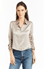 Drew Adelynn Satin Shirt in Pewter