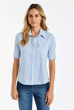 Drew Lotus Top in Blue White