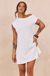 Drift Knit Mini Dress - White