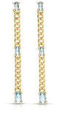 Eight Five One Nina Chain Earrings in Blue CZ