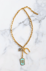 Elizabeth Cole Goodness Necklace in Mint Jelly Gold