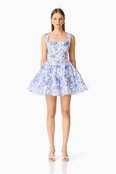 Elliatt Elin A-Line Mini Dress in Blue Floral