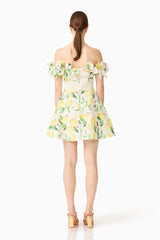 Elliatt Hana Off Shoulder Mini Dress in Yellow Multi