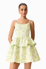 Elliatt Posey Jacquard Mini Dress in Green Floral