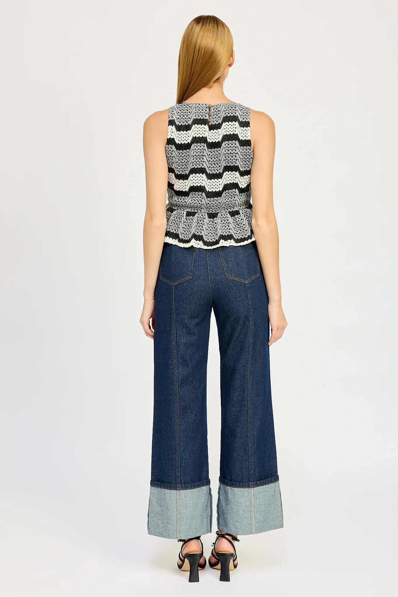 En Saison Boat Neck Peplum Tank Top