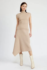 En Saison Elaine Sweater Midi Skirt in Taupe