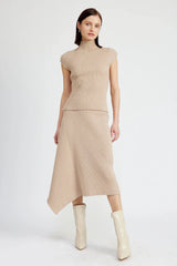 En Saison Elaine Sweater Midi Skirt in Taupe