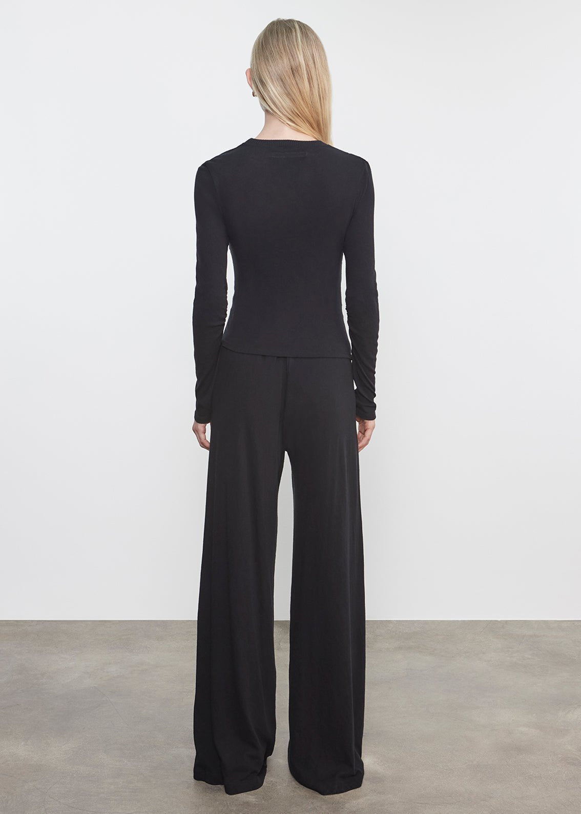 Enza Costa Cashmere Draped LS Crew in Black