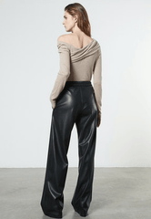 Enza Costa Cashmere One-Shoulder Top in Khaki