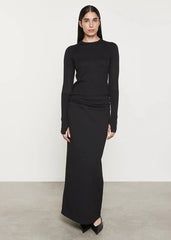 Enza Costa Fine Cashmere Knitted Crewneck Sweater in Black