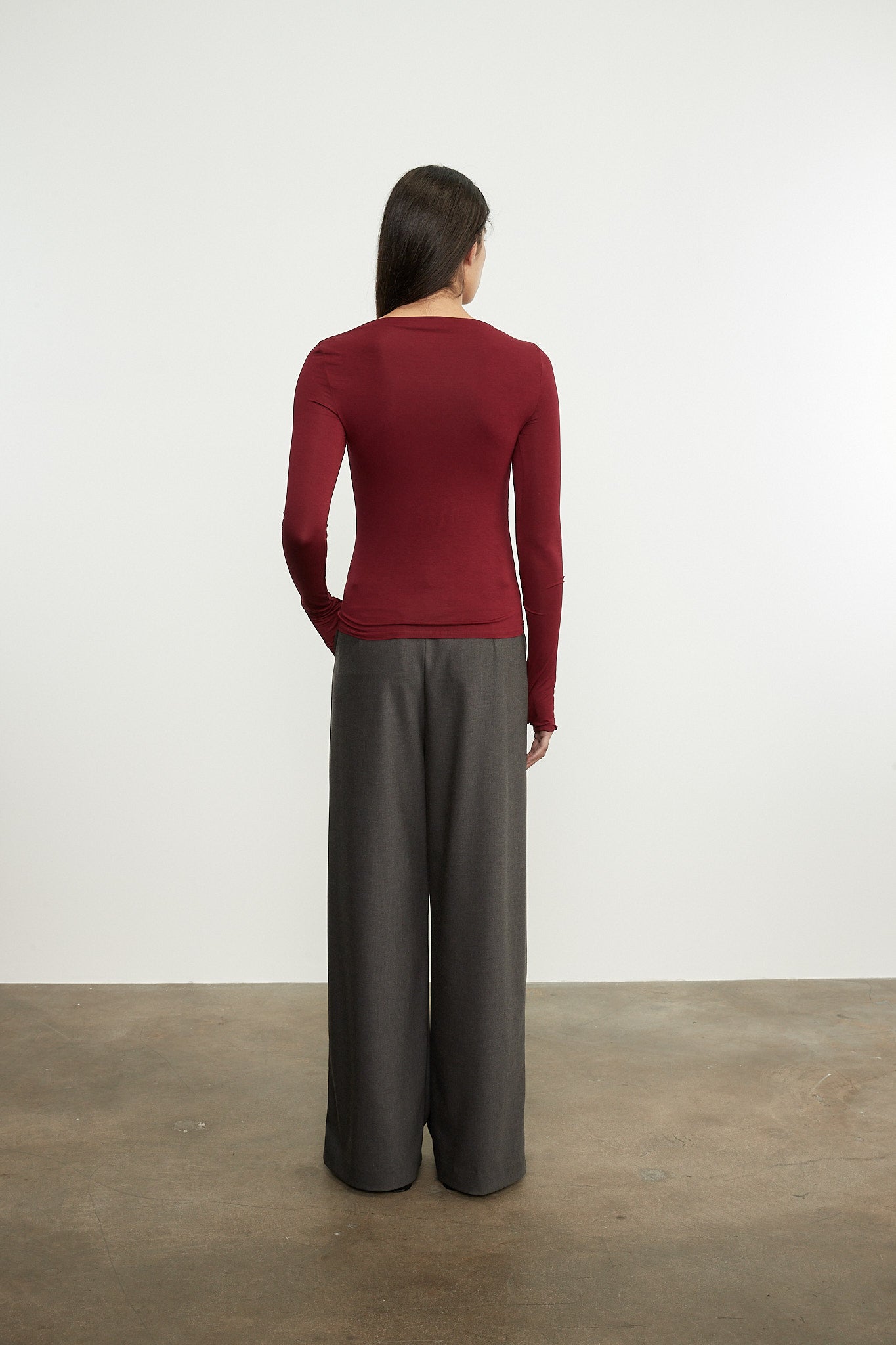 Enza Costa Fluid Jersey Draped Boatneck in Barolo