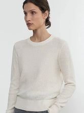 Enza Costa Linen Open Knit Crewneck Sweater