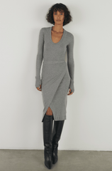Enza Costa Long Sleeve Bodysuit in Smoke