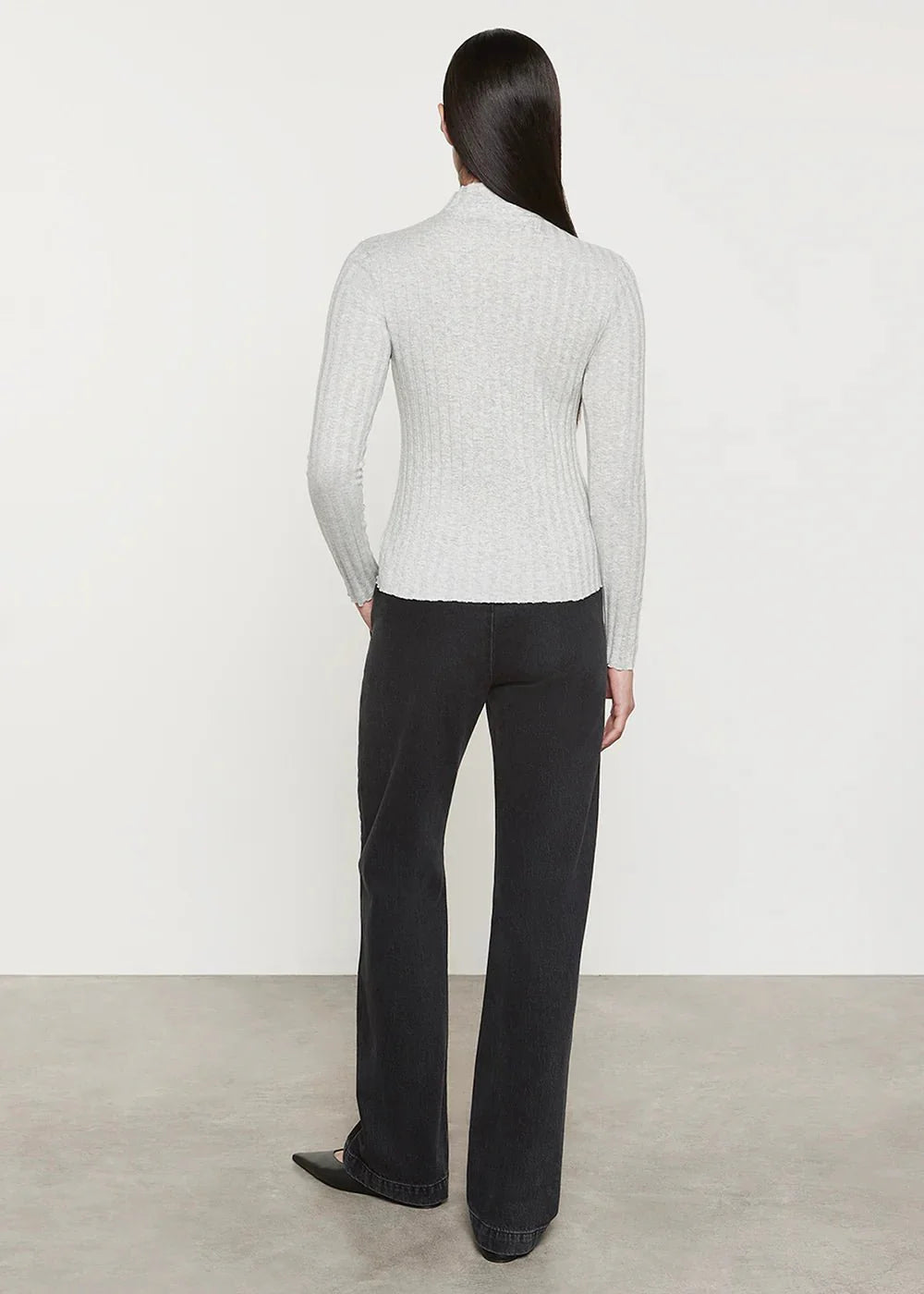 Enza Costa Plisse L/S Mockneck in Light Heather